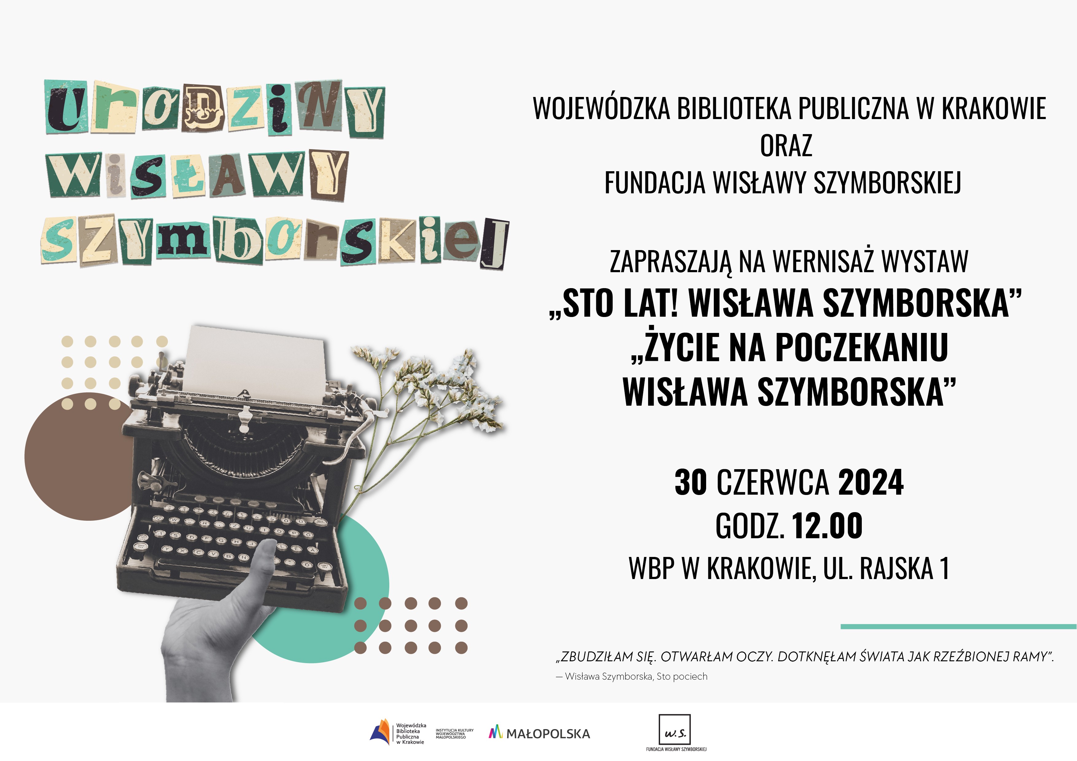 „Sto lat! Szymborska” – wernisaż w Wojewódzkiej Bibliotece Publicznej