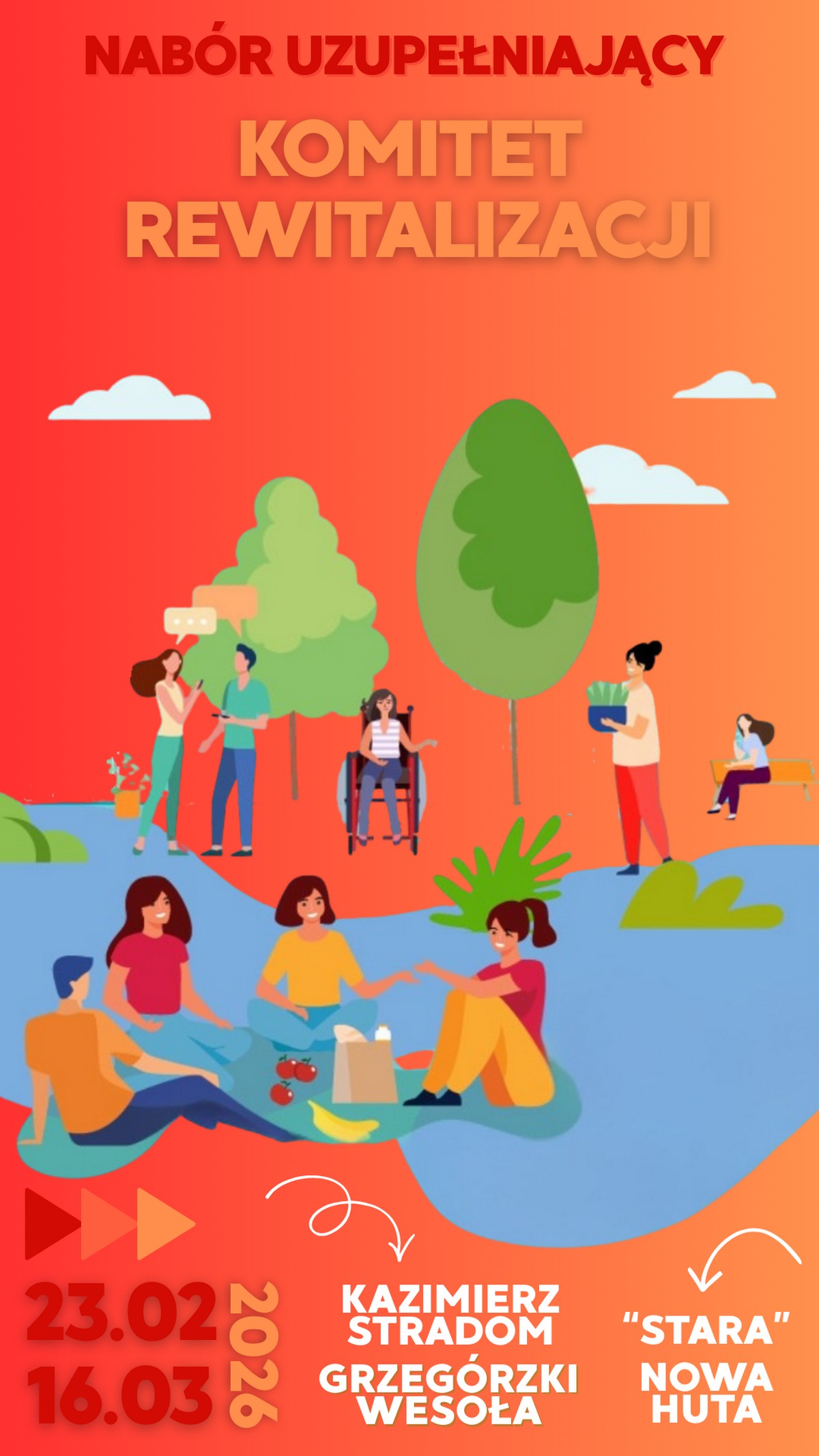 plakat: Nabór uzupełniający do Komitetów Rewitalizacji 23.02-16.03.2026 r.