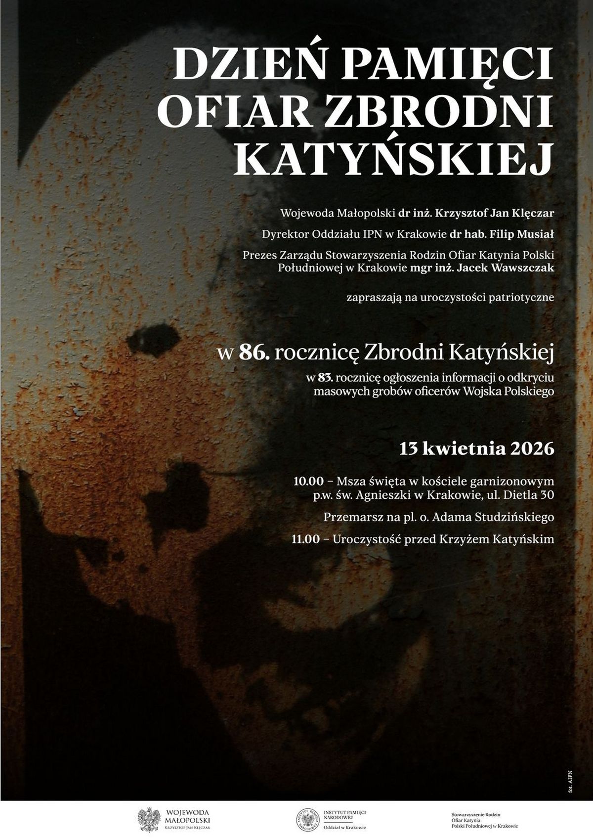 Plakat: Dzień Pamięci Ofiar Zbrodni Katyńskiej.