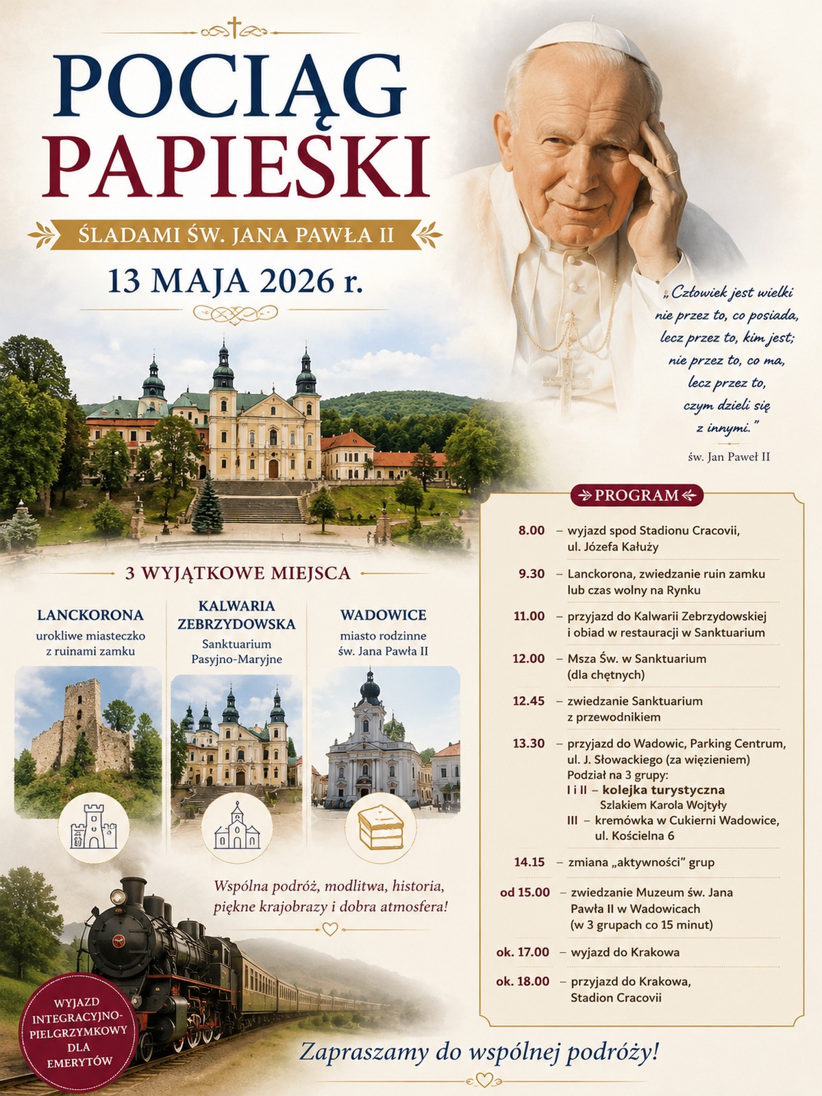 Program: Pociąg Papieski