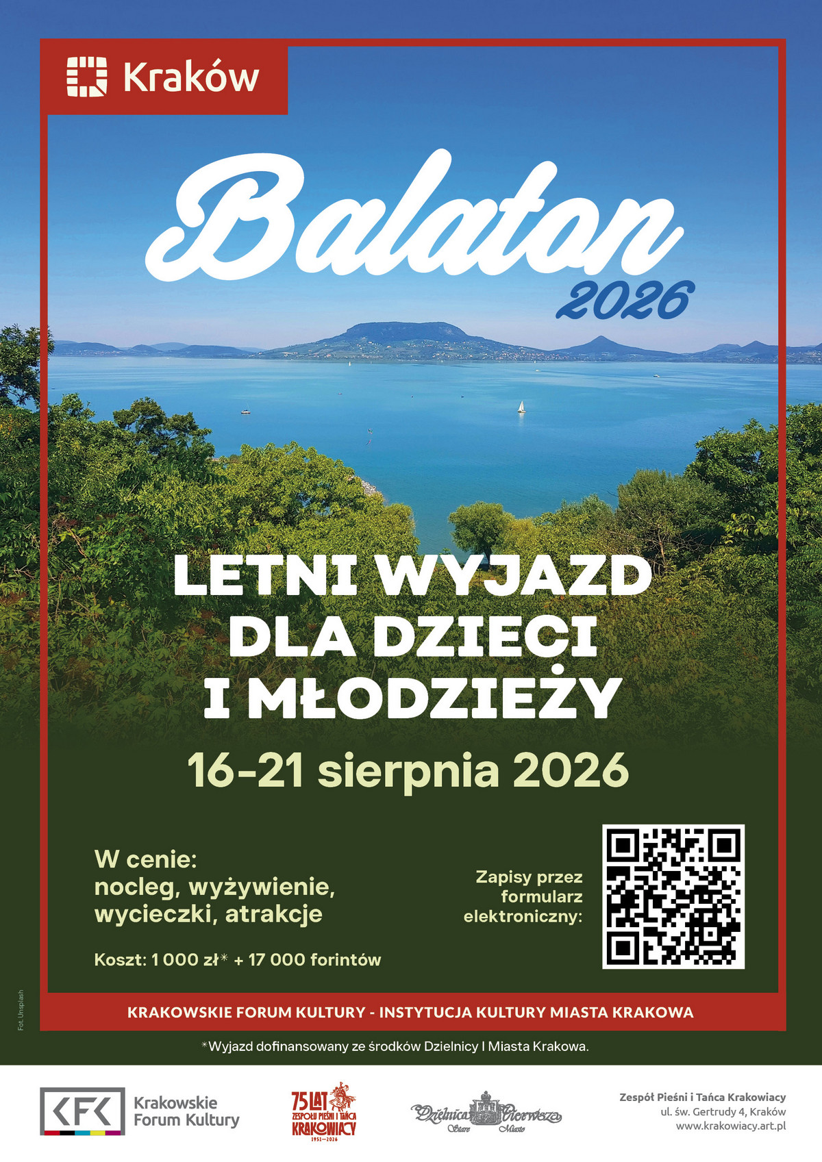 Baner: Wyjazd dla dzieci i młodzieży nad Balaton